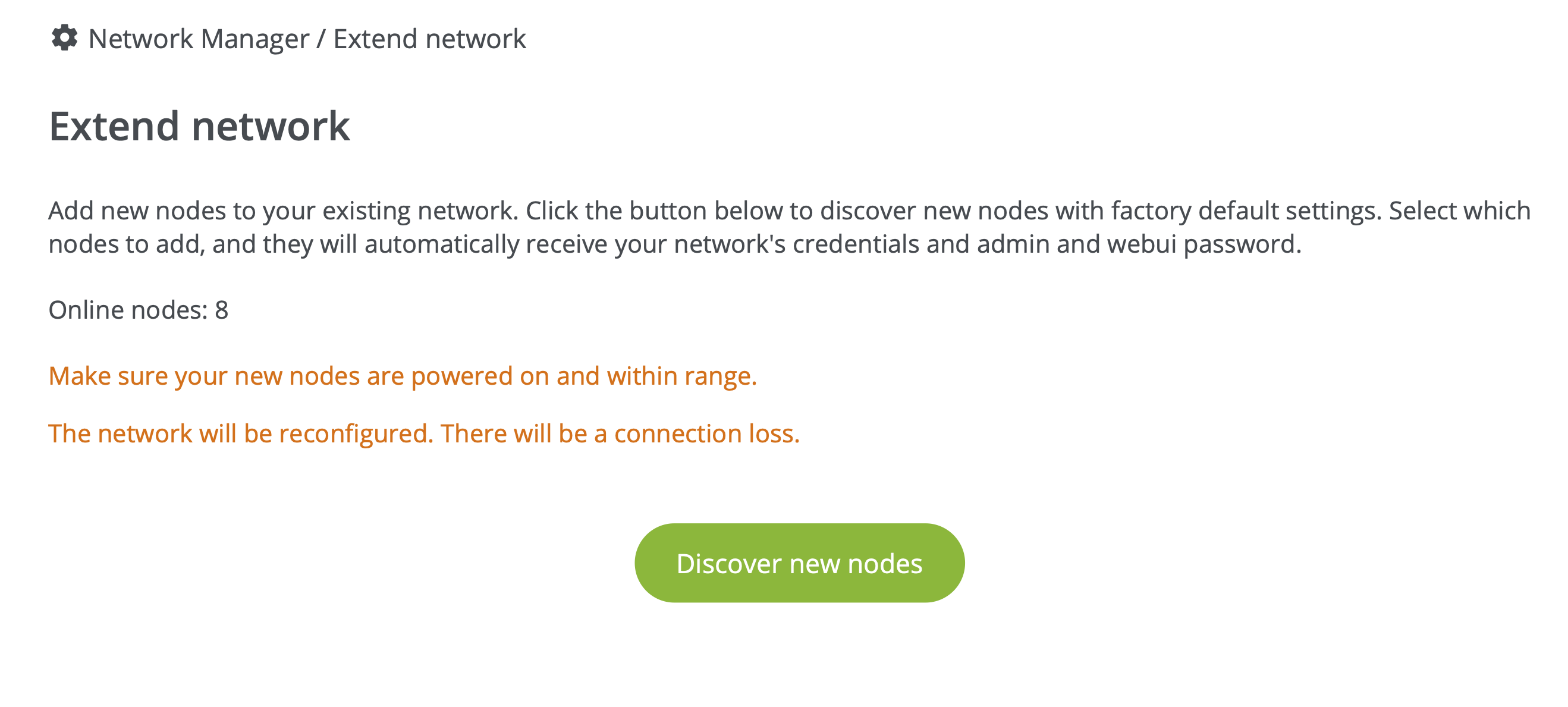 Web interface: Network Manager > Extend network