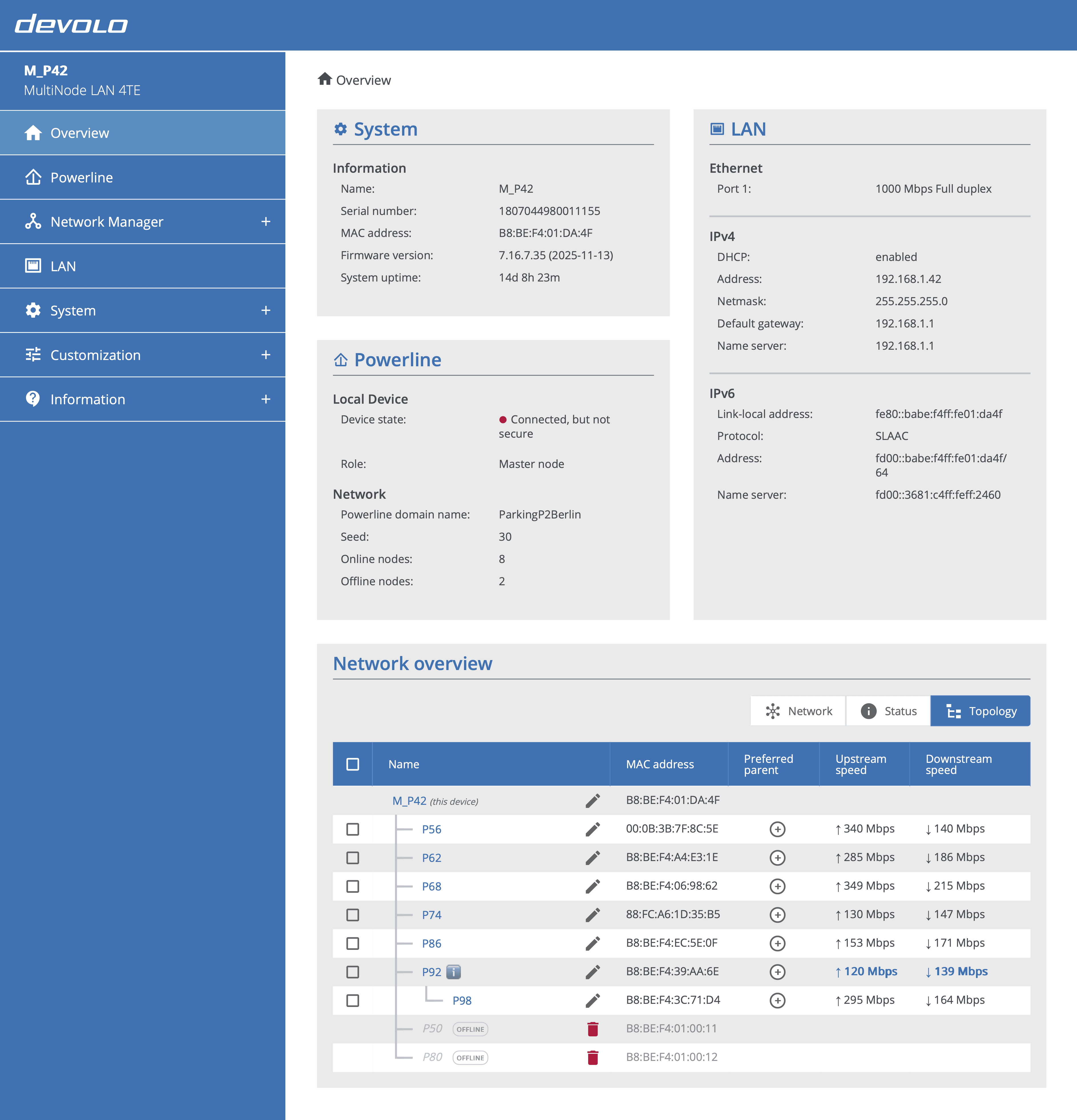 Web interface: Overview