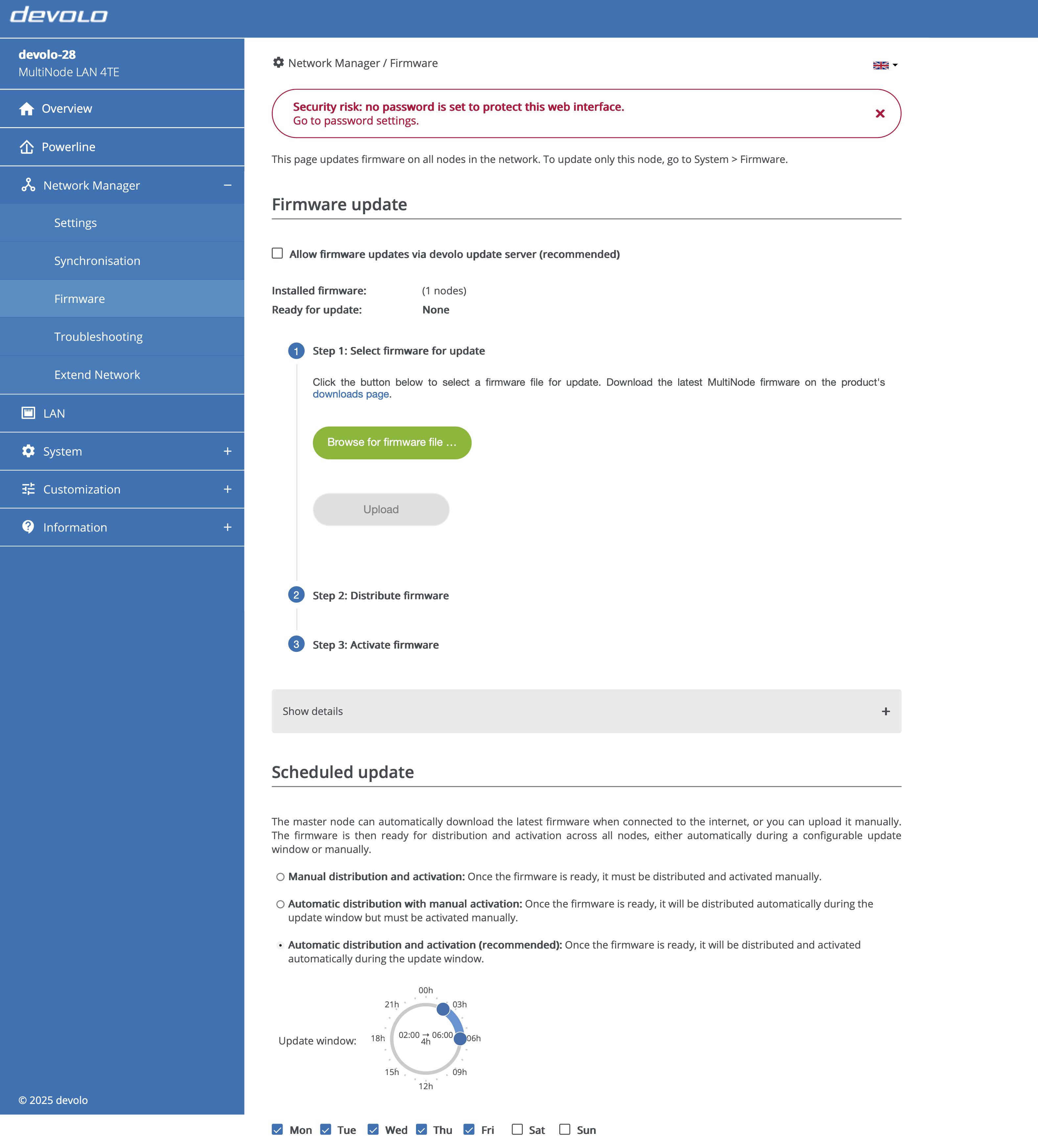 Web interface: Firmware Update