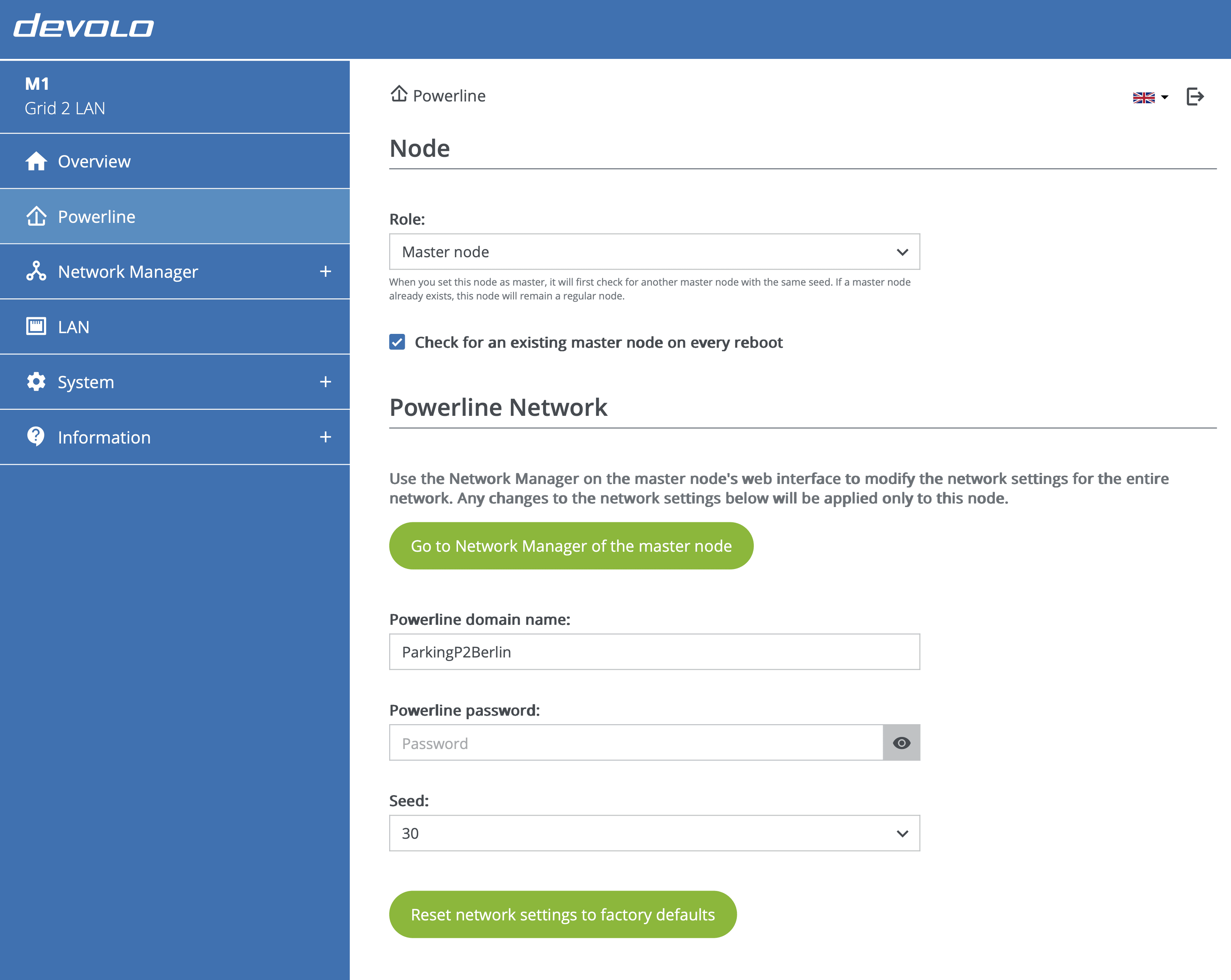Web interface: Powerline