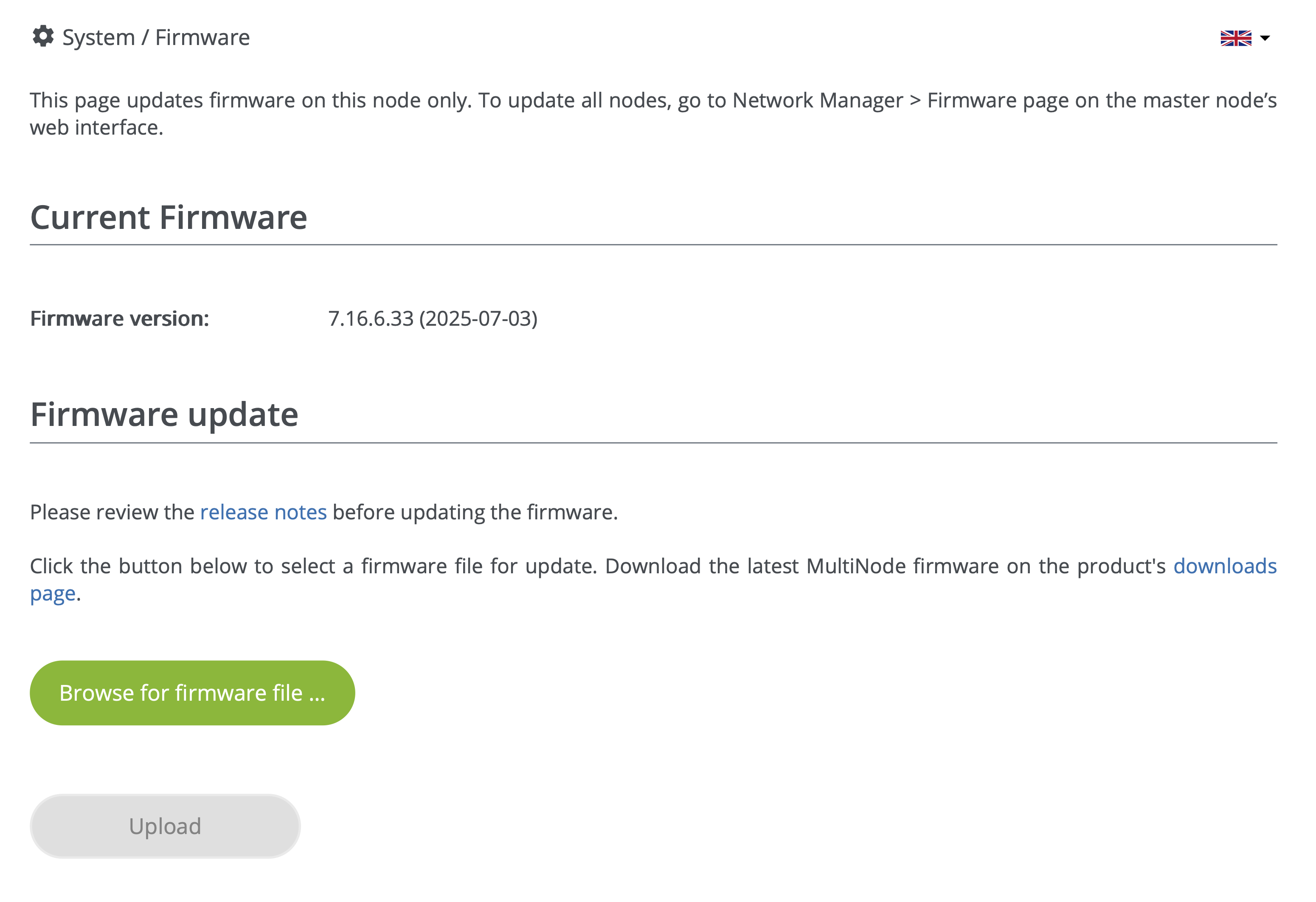 Web interface: System > Firmware