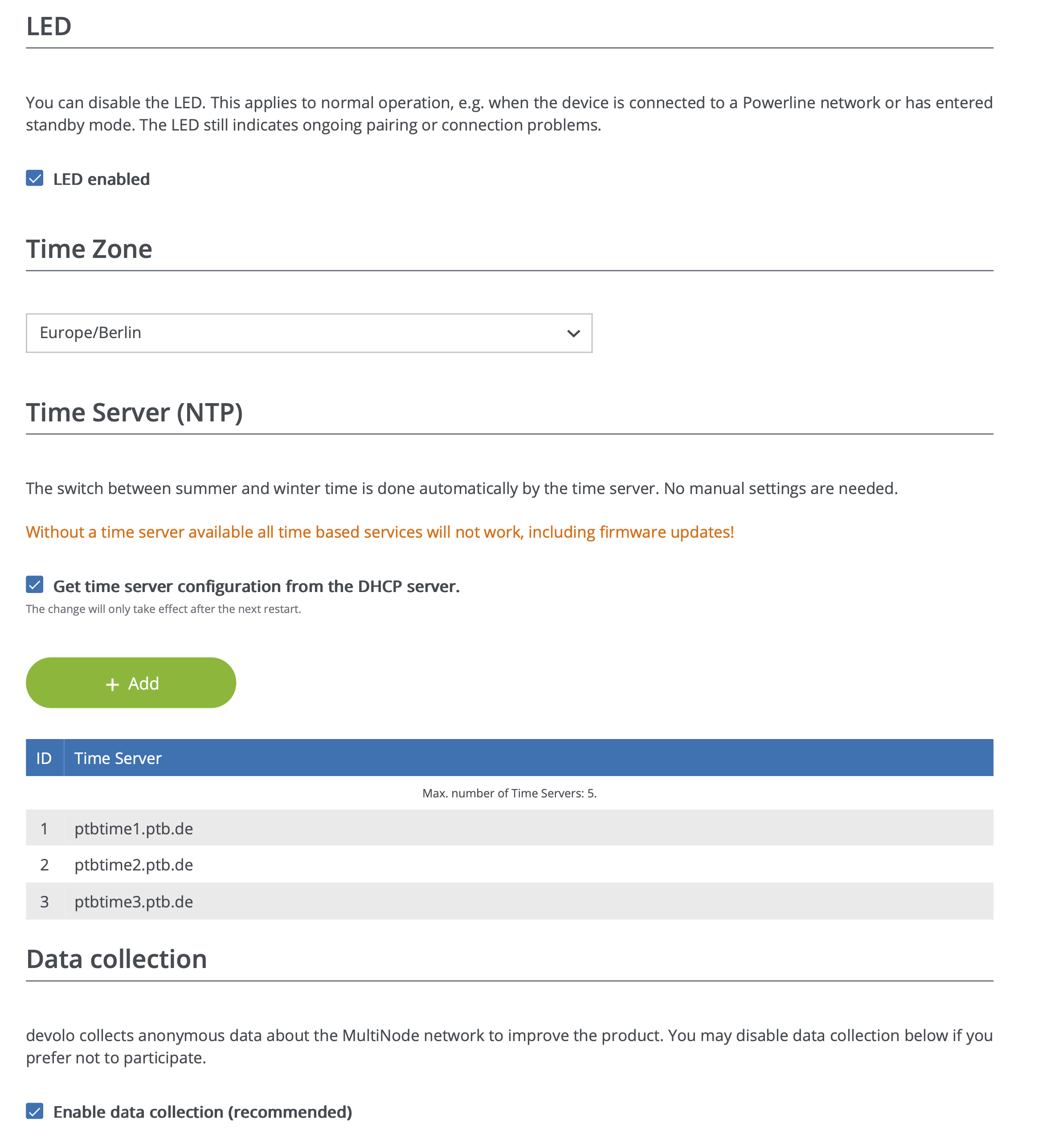 Web interface: System > Management